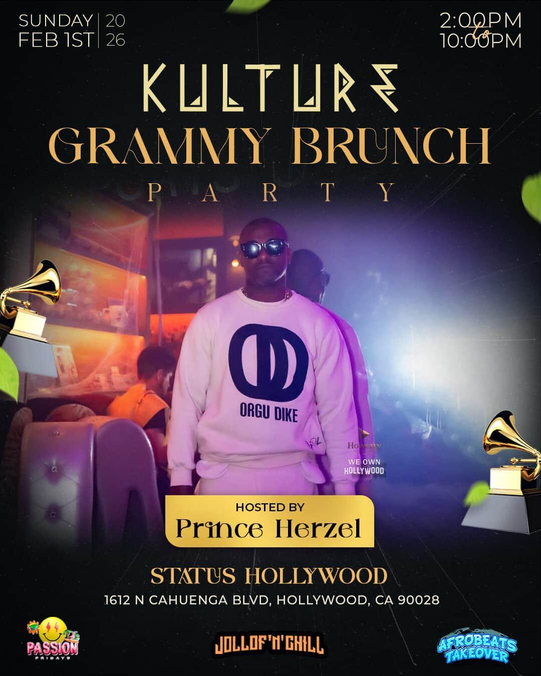 🏆 Kulture Grammy Brunch 2026 | LIVE Grammys Watch Party Hollywood | Prince Herzel at STATUS 🏆